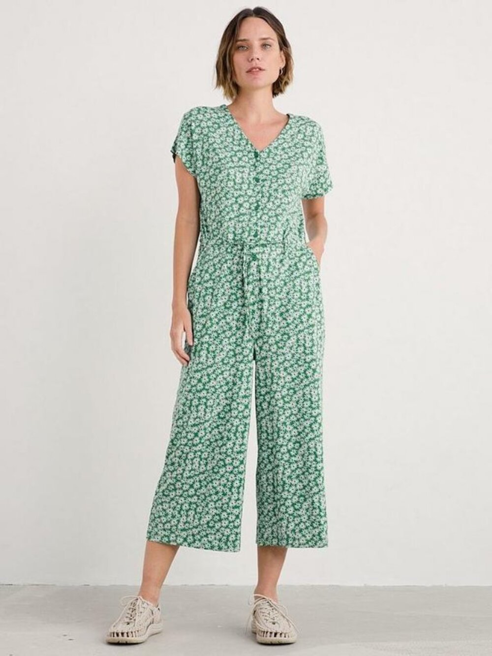 Seasalt Cornwall rose trellis jersey jumpsuit size 10 US Tall